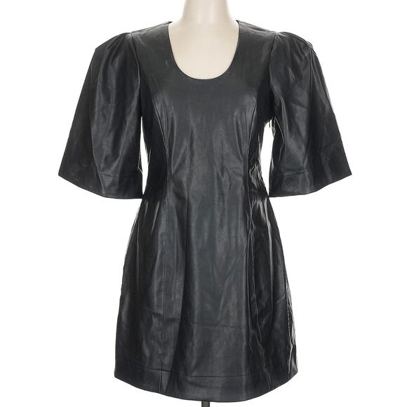 Tuckernuck Ariella Black Faux Vegan Leather Dress Large NEW - Picture 3 of 10